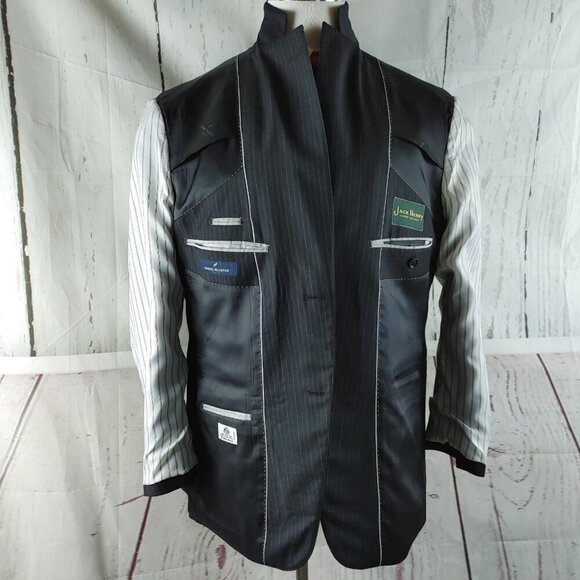 Daniel Hechter Paris 42R Wool 2 Button Charcoal Pinstripe 2pc Suit 34x26.5 FF - Picture 6 of 16